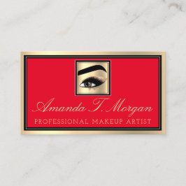 Cartão De Visita Artista Profissional Eyelashes Dourado Vermelho