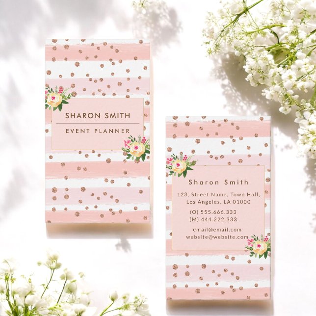 Cartão De Visita Artista Rosa Floral Salon Makeup (Criador carregado)