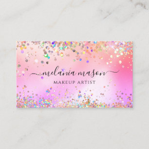 Cartão De Visita Artista Rosa Miniatura Holográfica Moderna