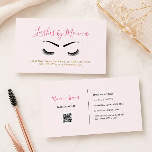 Cartão De Visita Artista Simples de Maquiagem com Eyelashes e sobra