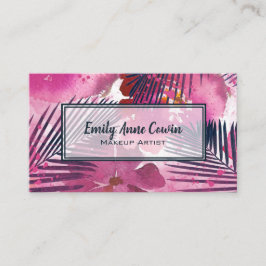 Cartão De Visita Artista Trendy Tropical Palm Rosa Floral