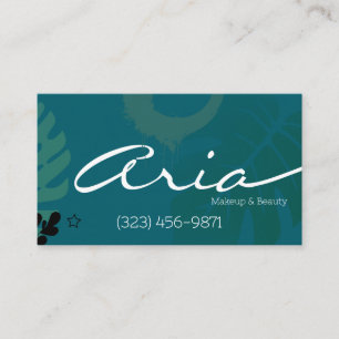 Cartão De Visita Artista Tropical Teal Calliografia Makeup