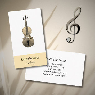 Cartão De Visita Artista Violino Clássico Violino Simples