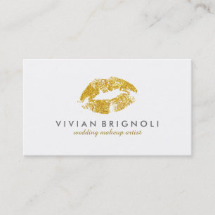 Cartão De Visita Artistas de Invasão de Lábios Dourados com Glitter