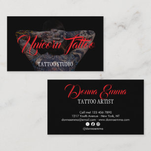 Cartão De Visita artistas de tatuagem negra fotografia script tipog