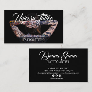 Cartão De Visita artistas de tatuagem negros fotografia script tipo