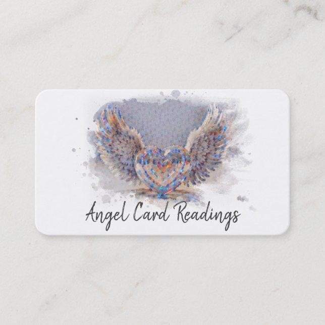 Cartão De Visita *~* Artsy Pixelated Heart Angel Wings AP78 QR (Frente)