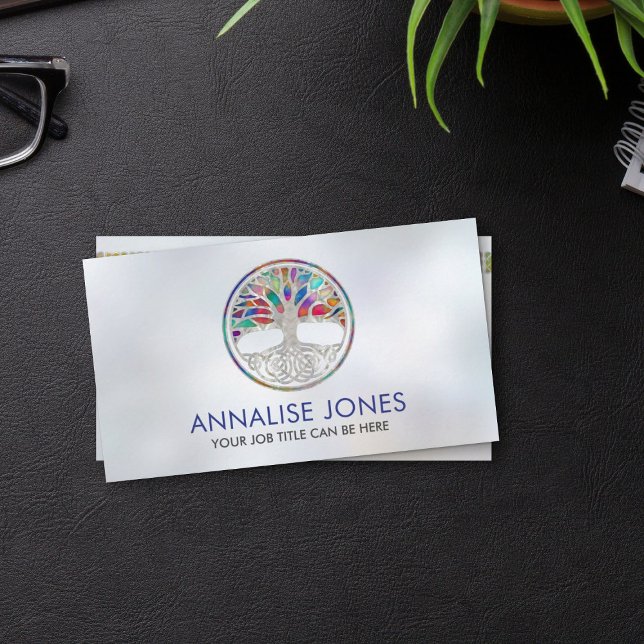 Cartão De Visita Árvore Celta - Yggdrasil - Pérolas e cor (Criador carregado)