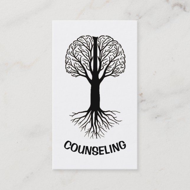 Cartão De Visita Árvore Cerebral com Raízes (Frente)