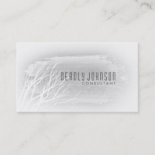 Cartão De Visita Árvore de Aquarela Branca e Preta Legal Planta