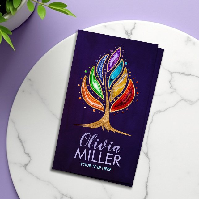 Cartão De Visita Árvore de Chakras de Cristais Geográficos (Criador carregado)