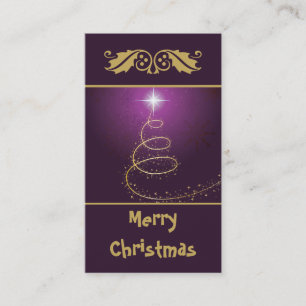 Cartão De Visita Árvore de Natal abstrata do ouro na incandescênc