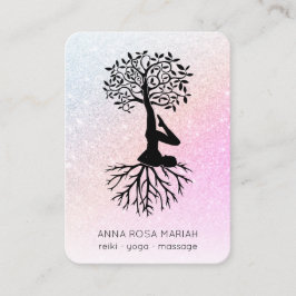 Cartão De Visita *~* Árvore de vida Yoga Zen QR Pastel Glitter