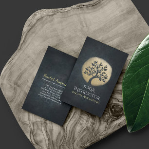 Cartão De Visita Árvore Dourada do Instrutor de Meditação do Yoga S