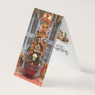 Cartão De Visita Árvore e placa de receita da cozinha do pão de esp