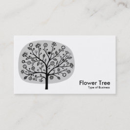Cartão De Visita Árvore Flor - Cinza Leve