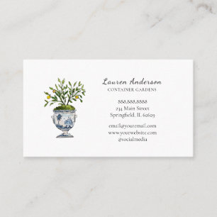 Cartão De Visita Árvore-limão topiária no jardineiro pote