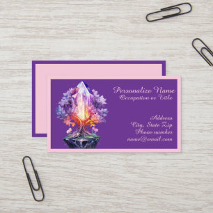 Cartão De Visita Árvore Mística de Cristal Pedra Preciosa Radiante 