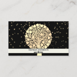 Cartão De Visita Árvore Personalizada Moderna da Vida - Preto e Dou