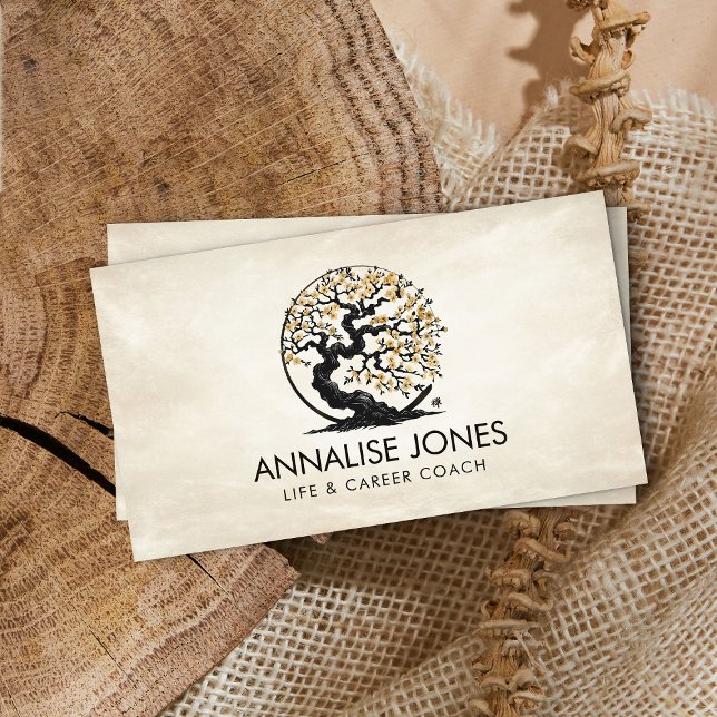 Cartão De Visita Árvore Sakura do Círculo Enso Zen - Flor de Cereja (Criador carregado)