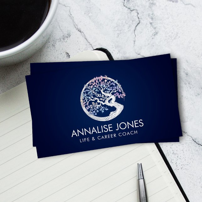 Cartão De Visita Árvore Sakura do Círculo Enso Zen - Flor pastel (Criador carregado)