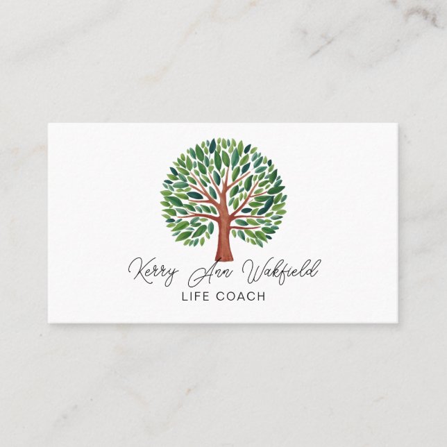 Cartão De Visita Árvore salva-vidas da terapeuta da vida yoga heale (Frente)