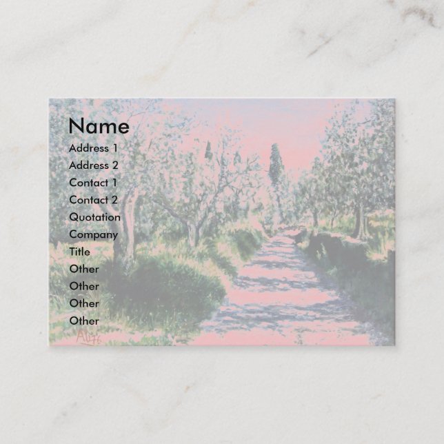 Cartão De Visita ÁRVORES DE AZEITONA EM RIMAGGIO/Paisagem Toscana,  (Frente)