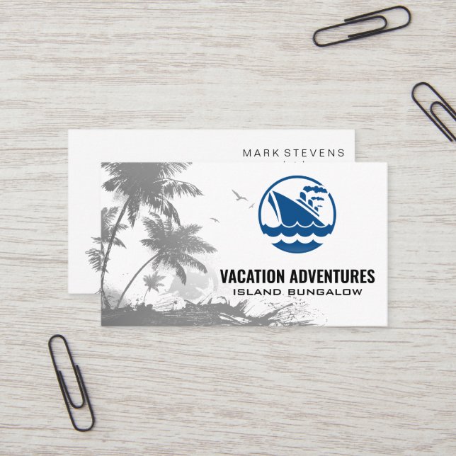 Cartão De Visita Árvores Tropicais | Navio de cruzeiro (Frente/Verso In Situ)