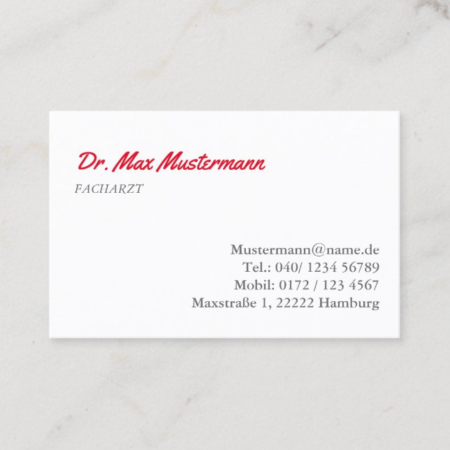 Cartão De Visita Arzt Visitenkarte (Frente)