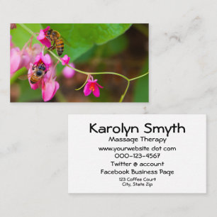 Cartão De Visita As abelhas na videira coral florescem a fotografia