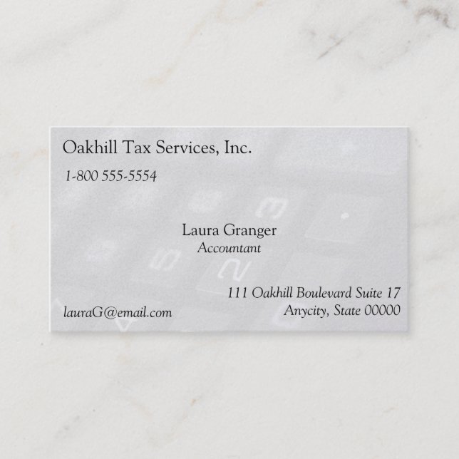 Cartão De Visita As chaves do número na calculadora desvanecem-se (Frente)