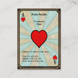 Cartão De Visita Ás do vintage de corações