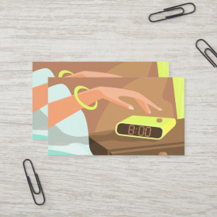 Cartão De Visita As garotas apertam o botão de snooze do despertado