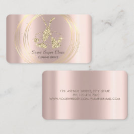 Cartão De Visita Aspirador de vassoura com círculos de ouro elegant