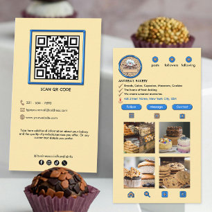 Cartão De Visita Assar moderno bonito Compra Instagram Azul e Branc