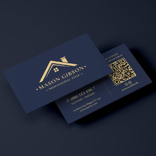 Cartão De Visita Assessor de Imóveis Corretor Logotipo Azul Escuro