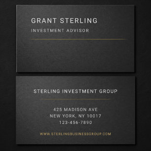 Cartão De Visita Assessor de Investimentos Profissional Preto 
