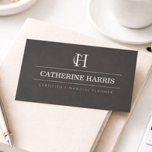 Cartão De Visita Assessor Financeiro Monograma Profissional Cinza E