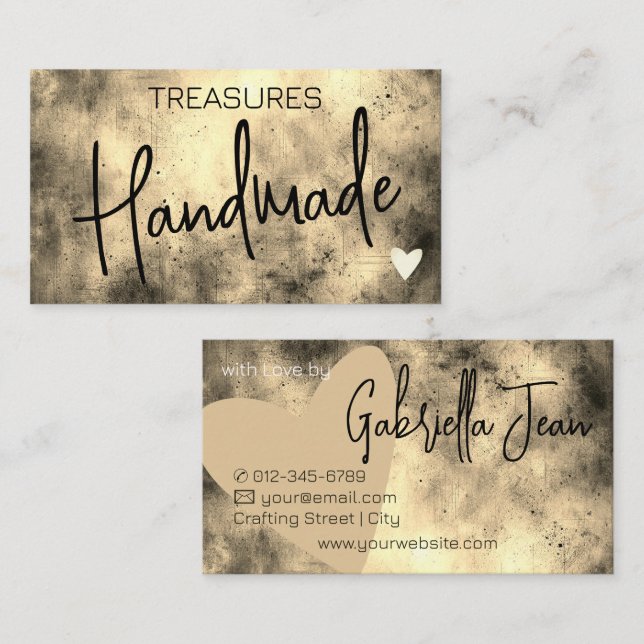 Cartão De Visita Assinatura de caligrafia de Artesanatos feitos à m (Frente/Verso)