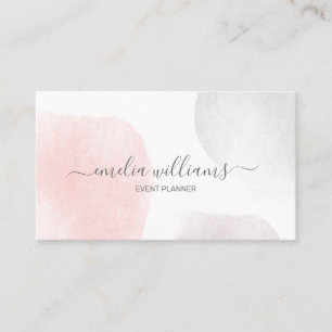 Cartão De Visita Assinatura de cor d'água cor-de-rosa com Abstrato 