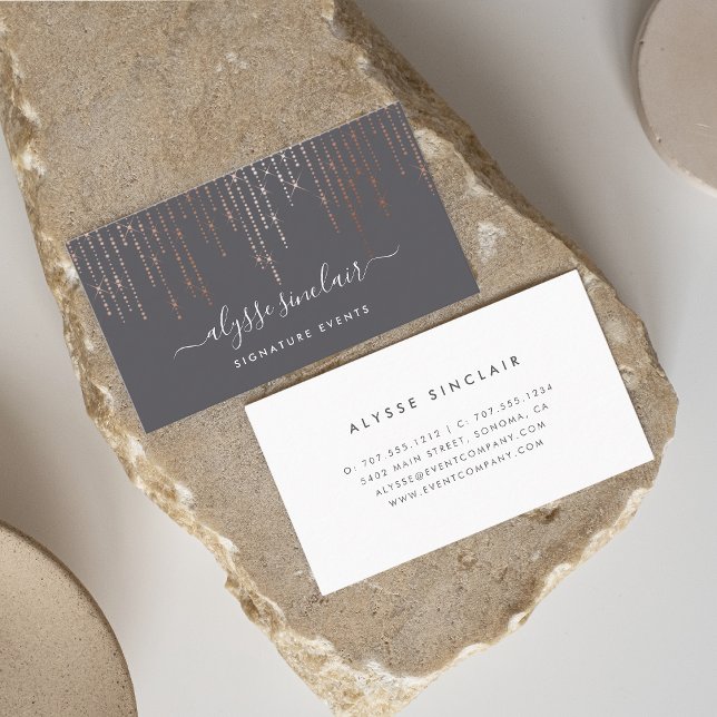 Cartão De Visita Assinatura de Marquee rosa Dourada (Criador carregado)