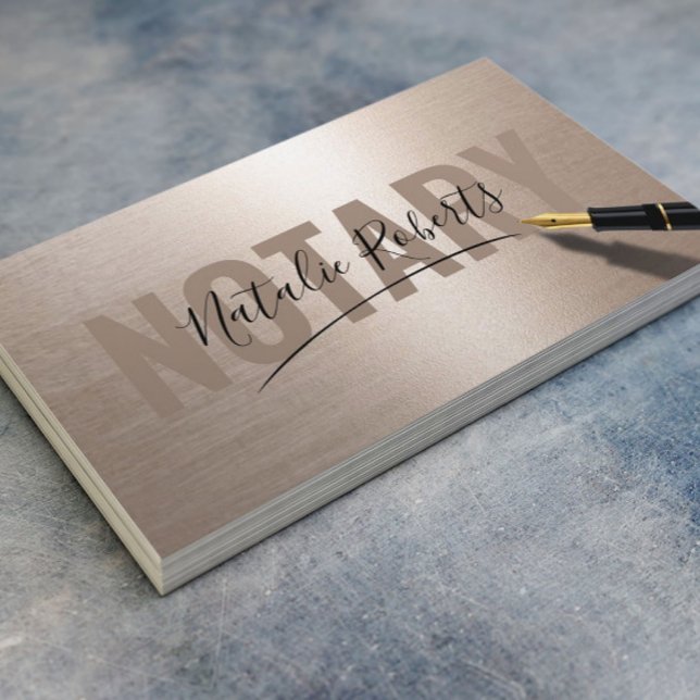 Cartão De Visita Assinatura de Serviço Notário Móvel Elegante Doura (Criador carregado)