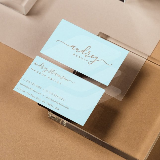 Cartão De Visita Assinatura Dourada Azul Profissional Moderna (Criador carregado)