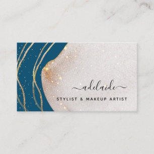 Cartão De Visita Assinatura Glitter Dourada Chic Nome do Script Aga