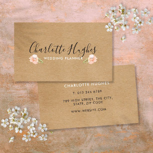 Cartão De Visita Assinatura Rustic Kraft Com Rosa Motif