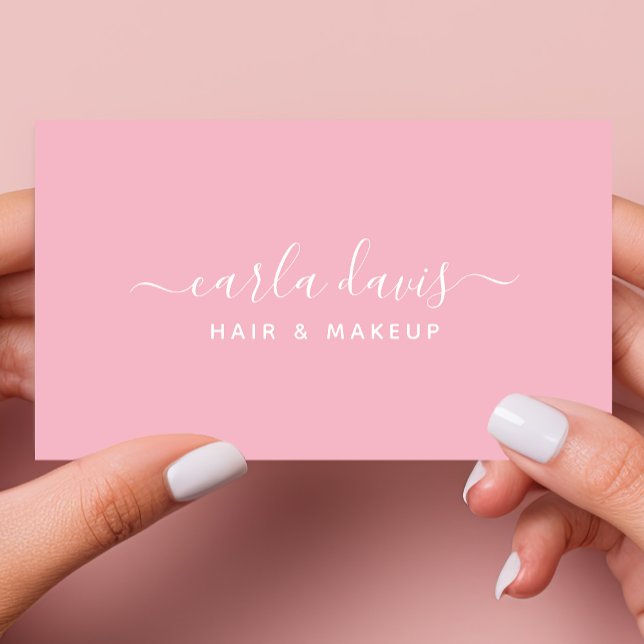Cartão De Visita Assinatura Script Caligrafia Rosa Pastel (Criador carregado)