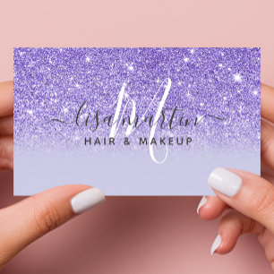 Cartão De Visita Assinatura Script Roxo Brilho Moderno Feminino