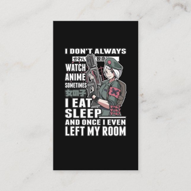 Cartão De Visita Assista Anime Lover Otaku Japonês Comic Manga Fan (Frente)