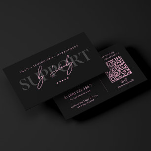 Cartão De Visita Assistente Virtual Minimalista Rosa Preto Executiv
