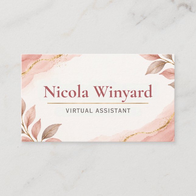 Cartão De Visita Assistente Virtual Rosa Elegante (Frente)
